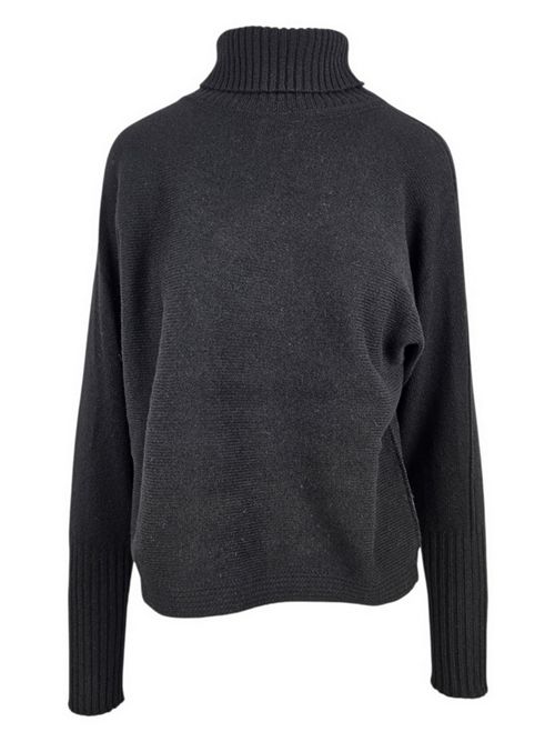 maglia donna dolcevita corta nero A rovescio | 1630/6999